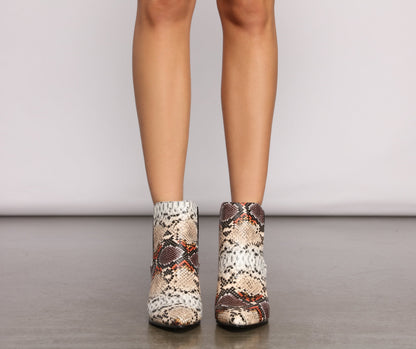 Fashionista Babe Snake Print Booties
