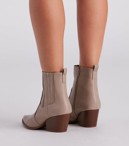 Country Kicks Faux Leather Block Booties
