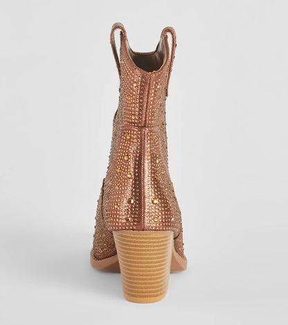 Glitzy Rhinestone Western Booties