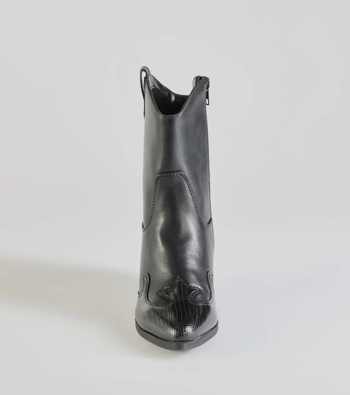 Edgy-Chic Faux Leather Western Booties