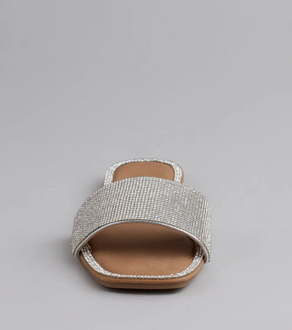 Dazzle Me Rhinestone Square Toe Sandals