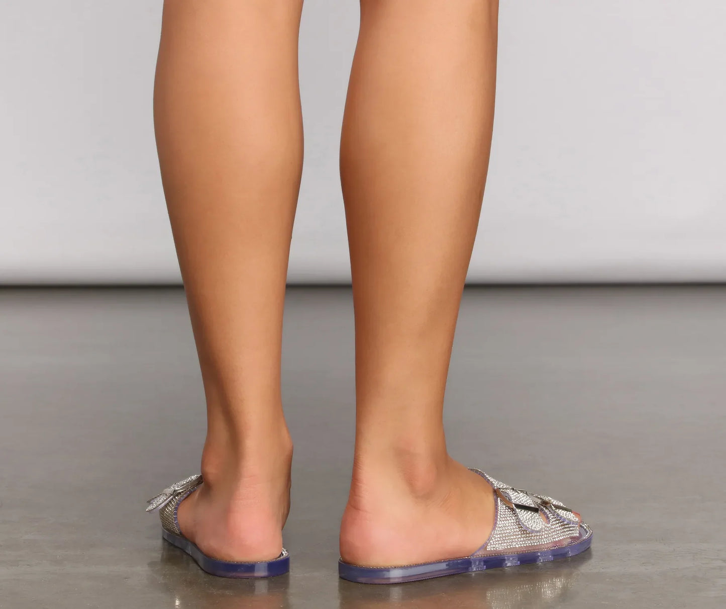 Two Band Rhinestone Jelly Slides
