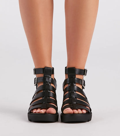 Catch Of The Day Caged Lug Sandals