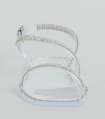 Glowing Up Rhinestone Flat Jelly Sandals