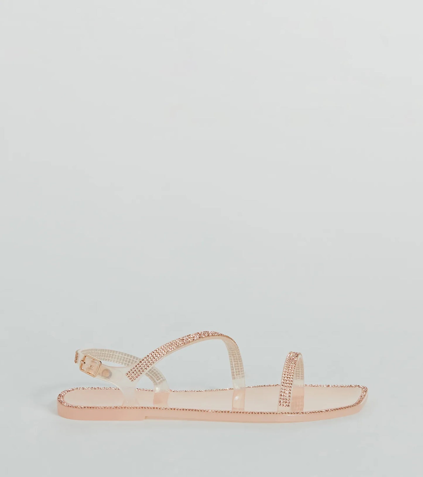 Glowing Up Rhinestone Flat Jelly Sandals