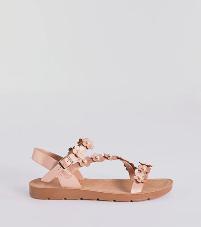 Floral Cutie Strappy Faux Leather Sandals