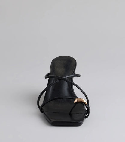 Refined And Classy Toe Ring Strappy Wedges