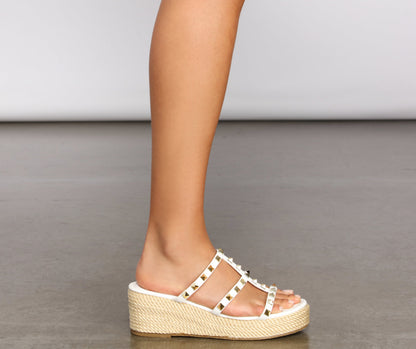 Stylish And Studded Espadrille Platform Wedges