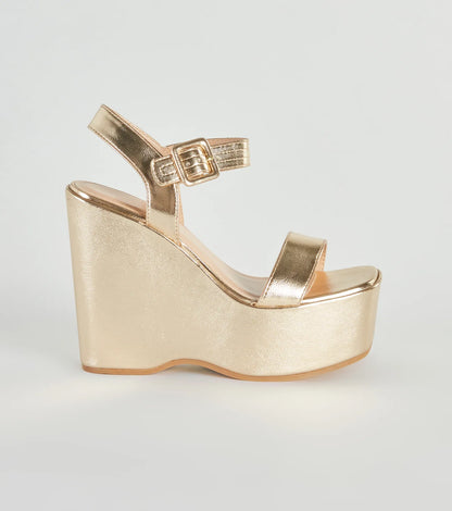 Amp The Drama Metallic Platform Wedges