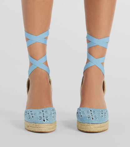 Cute Vibes Flower-Detail Espadrille Wedges