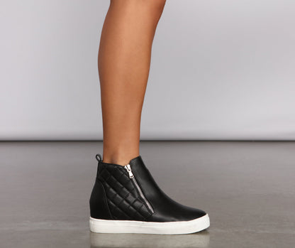 Feeling Fancy Quilted Faux Leather Sneakers