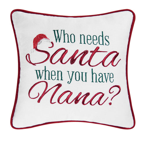 A 10in. x 10in. Who Needs Santa? Mini Pillow.
