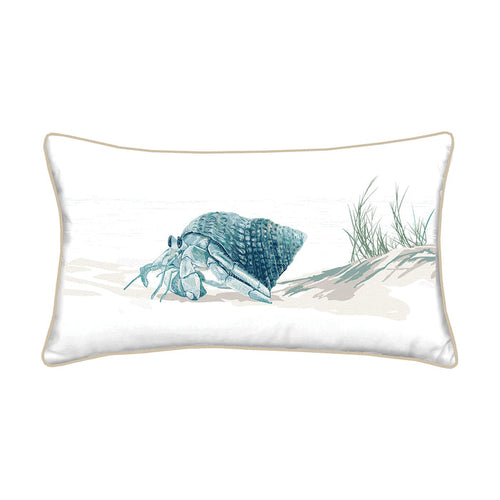 A 12in. x 21in. Hermit Crab Indoor Outdoor Lumbar Pillow.