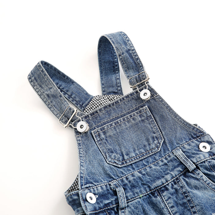 12M-5T Baby Twin Color Lining Ripped Denim Overalls