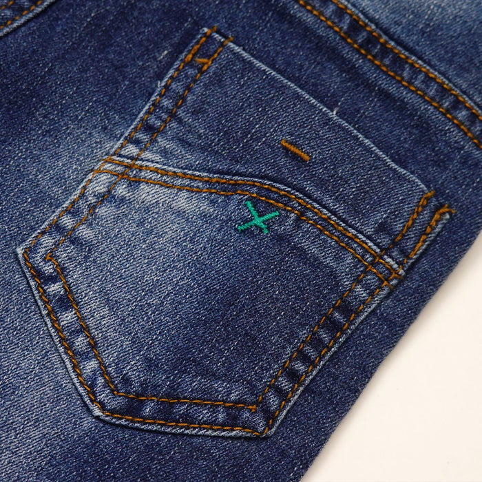 12M-8T Baby Girl Boy Jeans, Elastic Band Inside with D-Rings Ripped Denim Pants