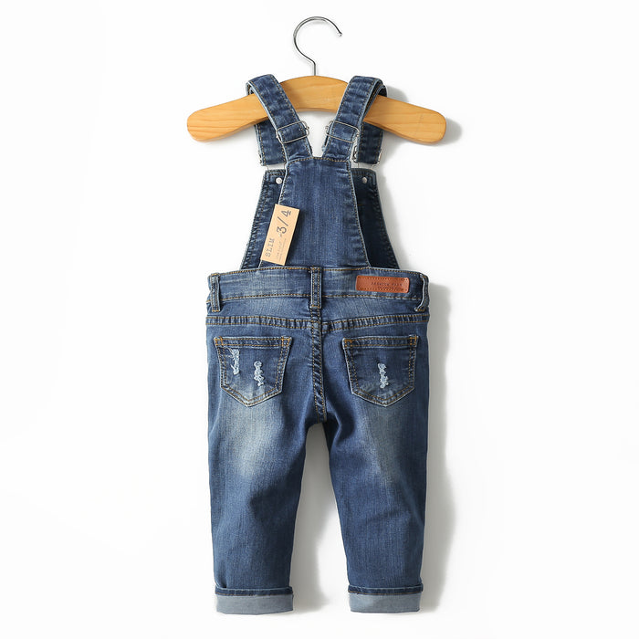12M-8T Baby Jeans Overalls Cute Denim Ripped Overalls