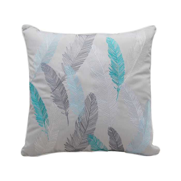 A 20in. x 20in. Lake Feather Pattern Indoor Outdoor Pillow.