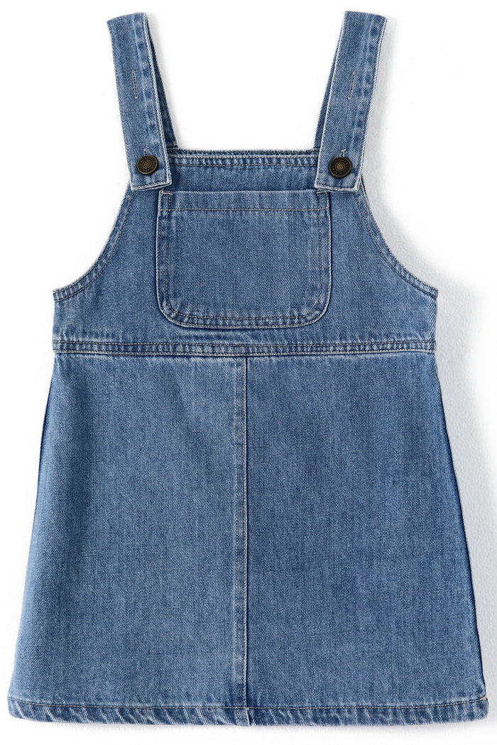 24M-7T Baby Little Girl Denim Overalls, Simple Design Summer Jumpsuit Dress