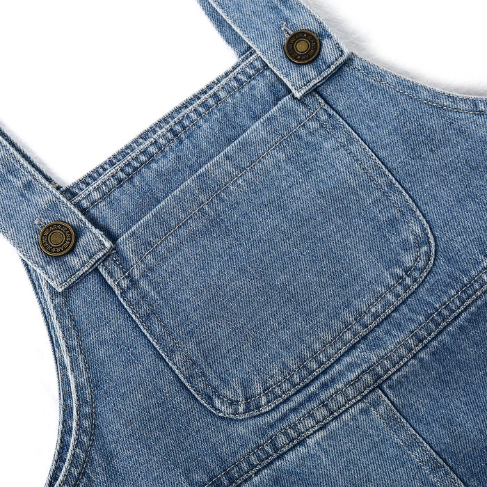 24M-7T Baby Little Girl Denim Overalls, Simple Design Summer Jumpsuit Dress