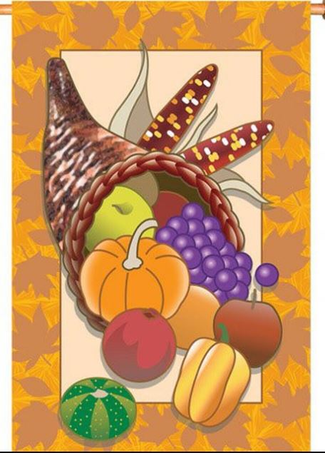 28 IN. FLAG -HARVEST CORNUCOPIA