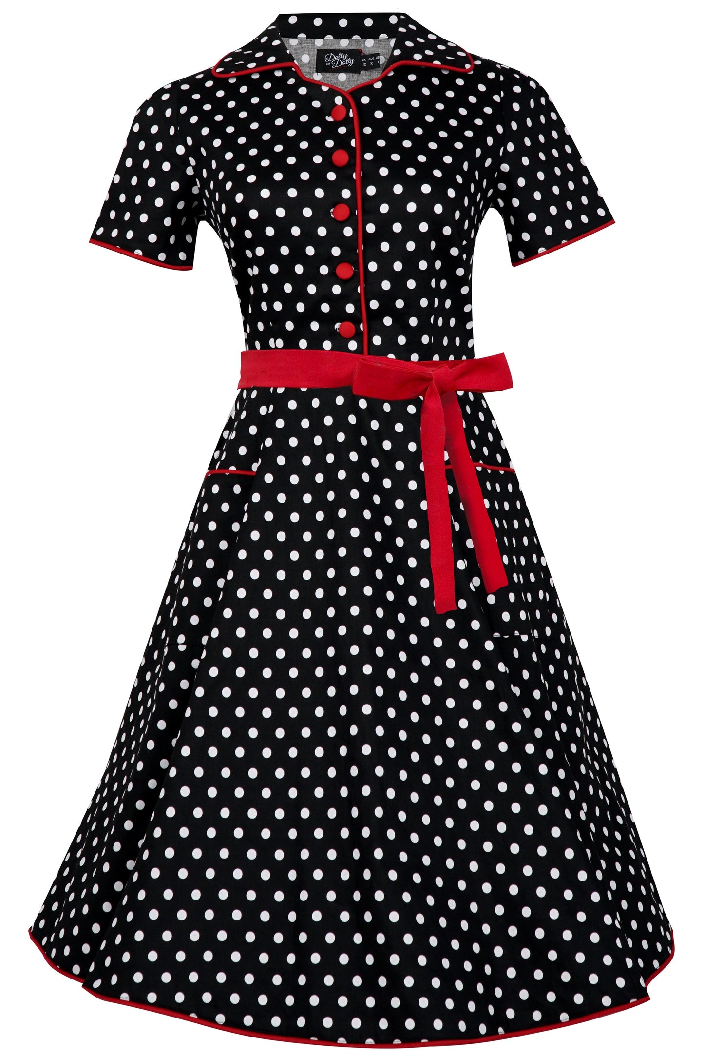 Penelope 50's Rockabilly Polka Dot Shirt Dress in Black