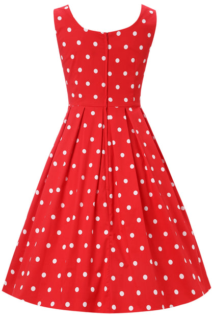 Amanda Polka Dot Swing Dress In Red & White