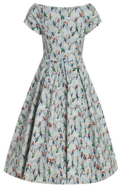 Lily Light Green Parrot Off Shoulder Dress