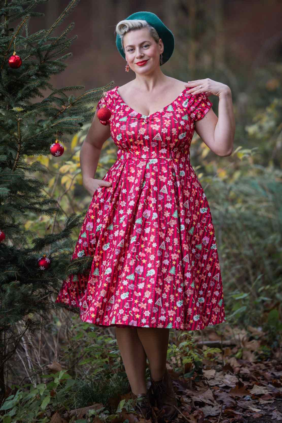 Lily Christmas Gingerbread Cookie Off Shoulder Dress