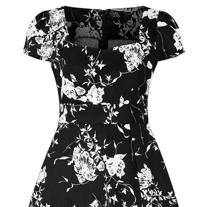 Claudia Monochrome Floral Swing Dress