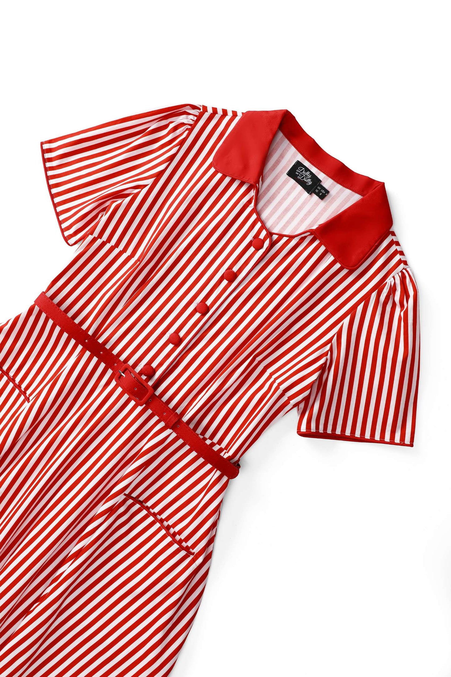 Mabel Striped Midi Shirt Dress In Red