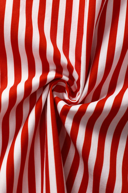 Mabel Striped Midi Shirt Dress In Red