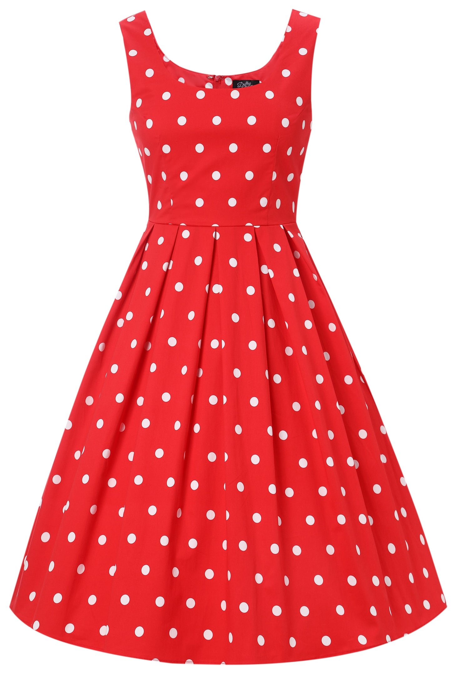 Amanda Polka Dot Swing Dress In Red & White