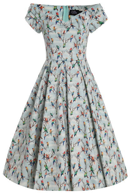 Lily Light Green Parrot Off Shoulder Dress