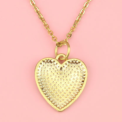 Pink and White Heart Checkerboard Necklace