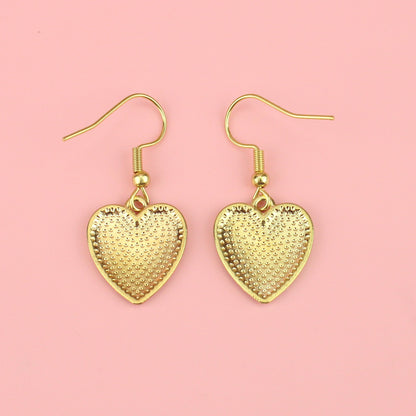 Pink and White Heart Checkerboard Earrings
