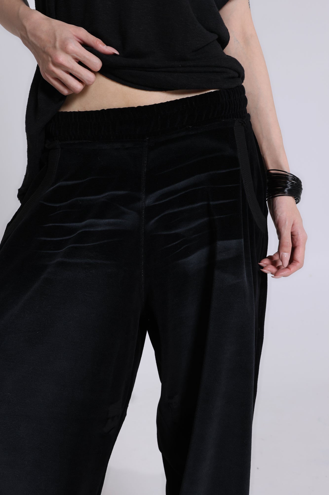 Denim Wash Velour Monster Joggers