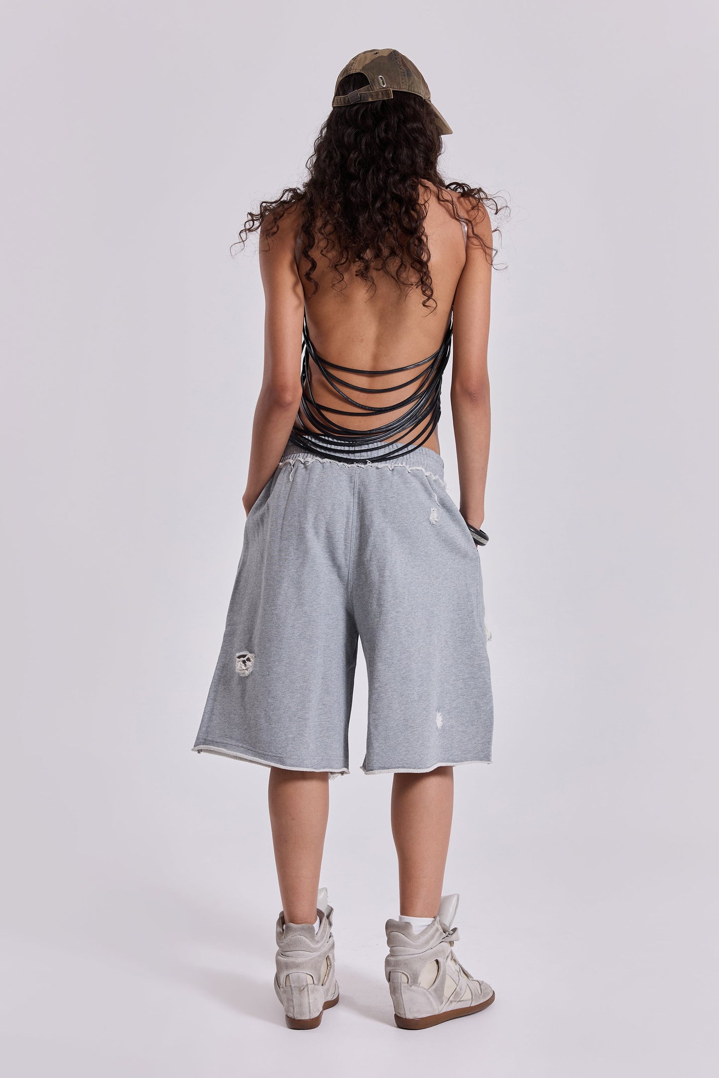 Grey Distressed Monster Shorts