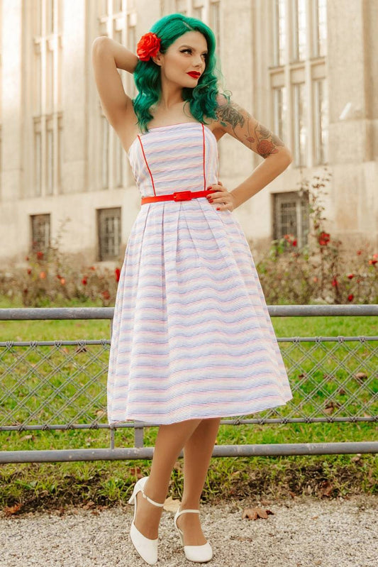 Evie Summer Striped Strapless Dress