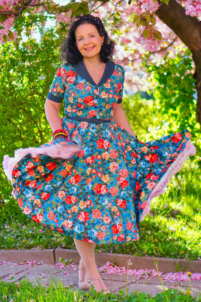 Mollie Blue Floral Full Circle Shirt Dress