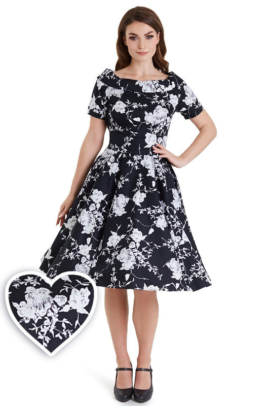 Darlene Monochrome Floral Swing Dress
