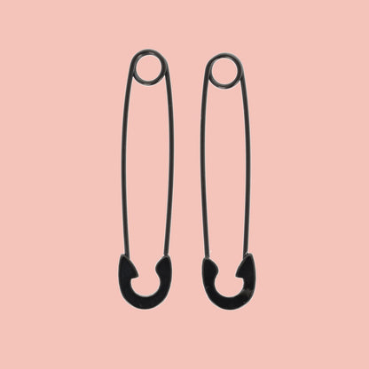 Pin it to Win it Safety Pin Earrings (Black)
