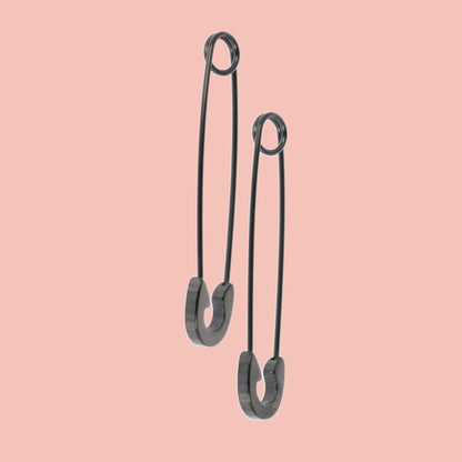 Pin it to Win it Safety Pin Earrings (Black)