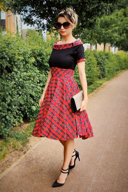 Darlene Red Tartan Swing Dress