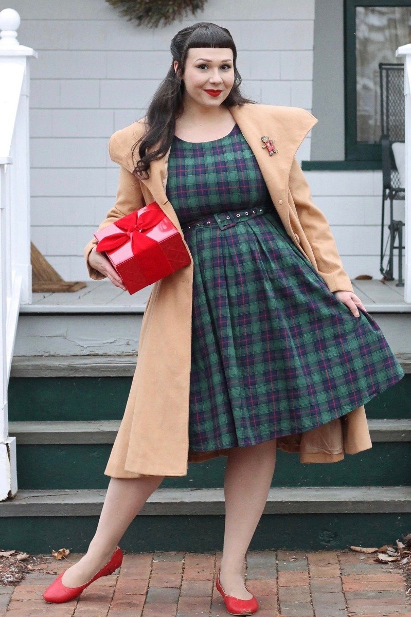 Annie Tartan Swing Dress in Green/Red