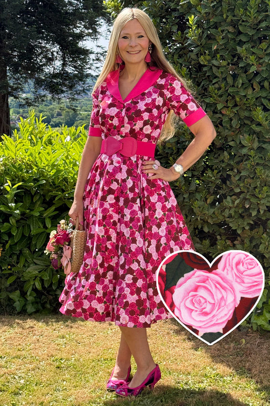 Mollie Pink Rose Garden Full Circle Shirt Dress
