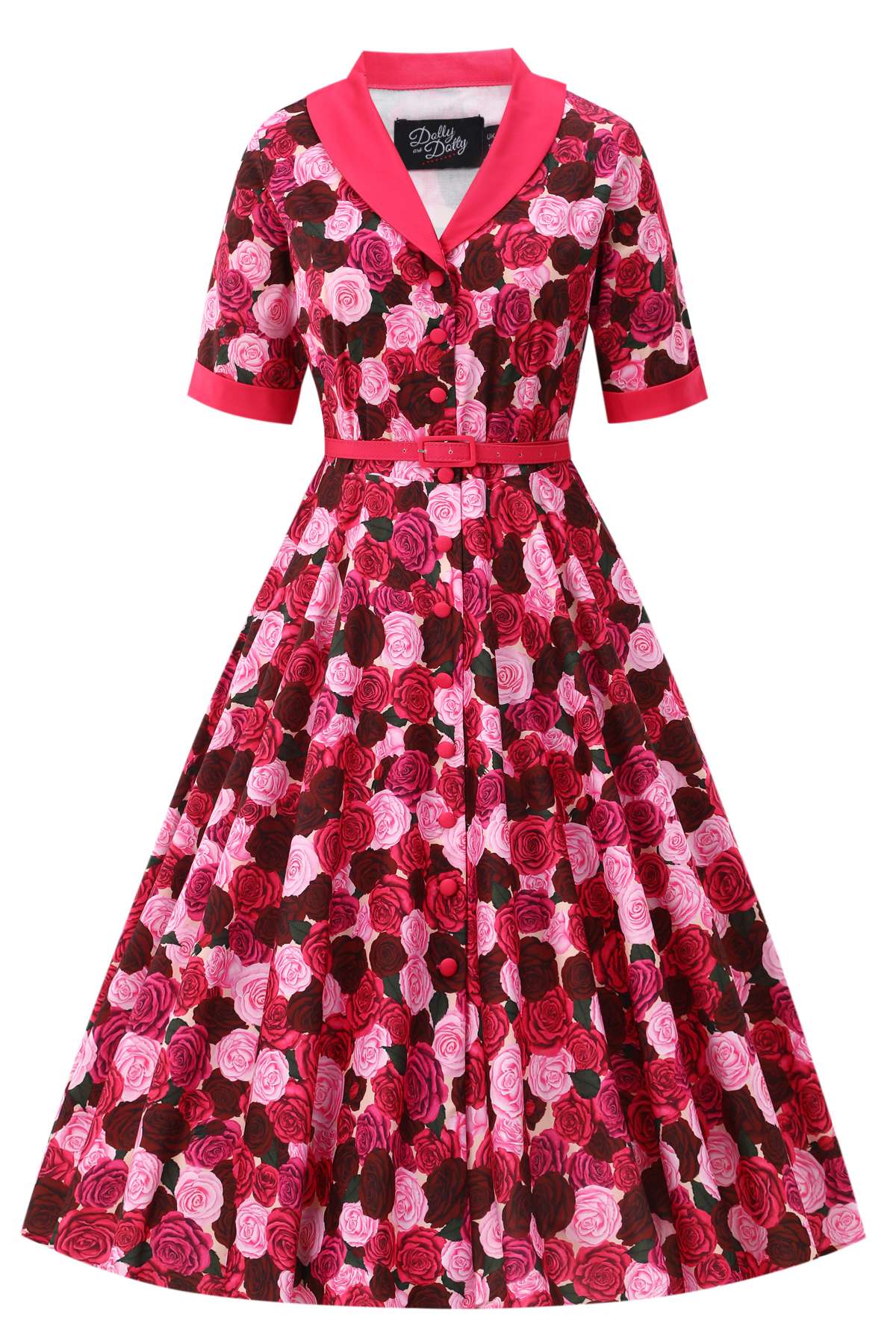 Mollie Pink Rose Garden Full Circle Shirt Dress