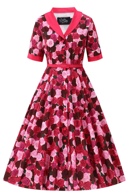 Mollie Pink Rose Garden Full Circle Shirt Dress