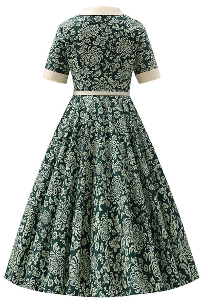 Mollie Teal Chrysanthemum Full Circle Shirt Dress