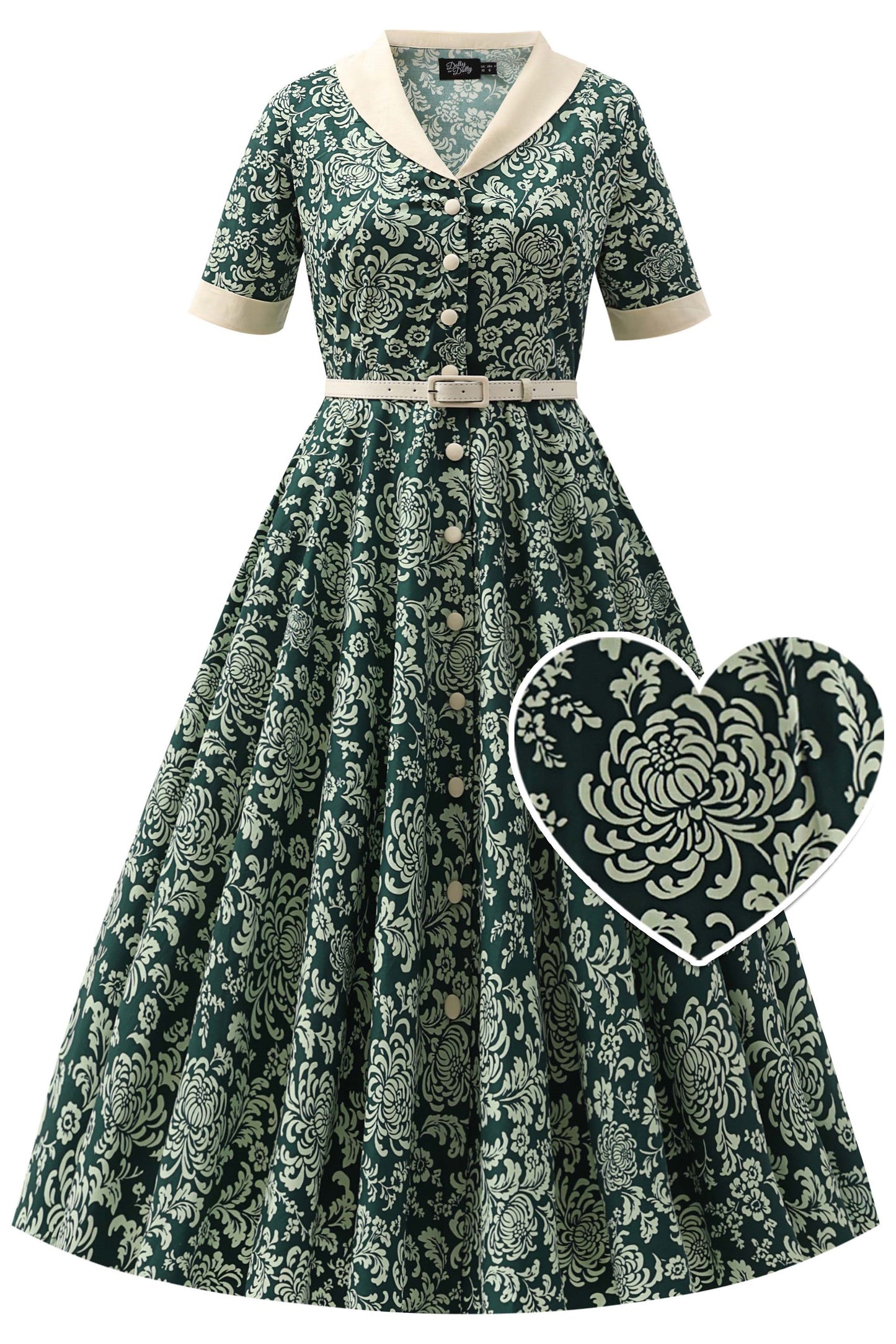 Mollie Teal Chrysanthemum Full Circle Shirt Dress