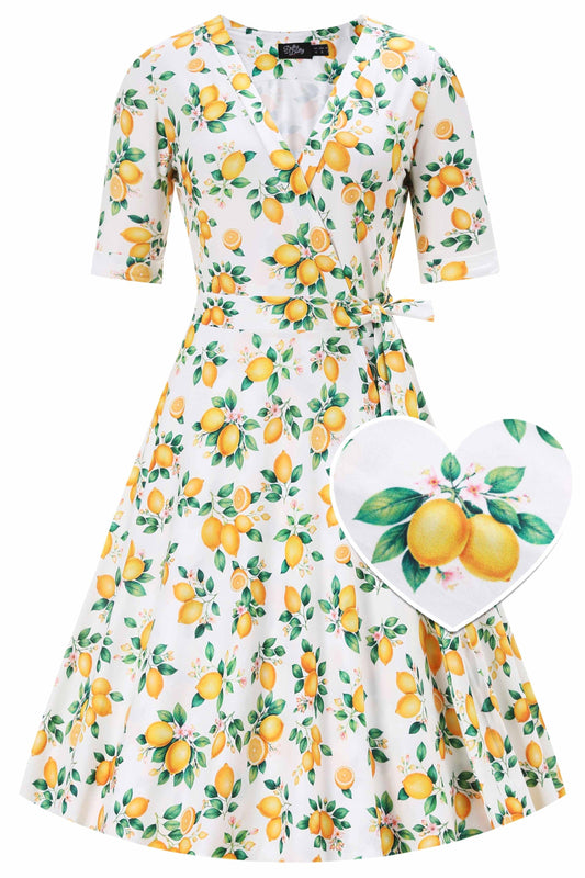 Matilda White Lemon Wrap Dress in White